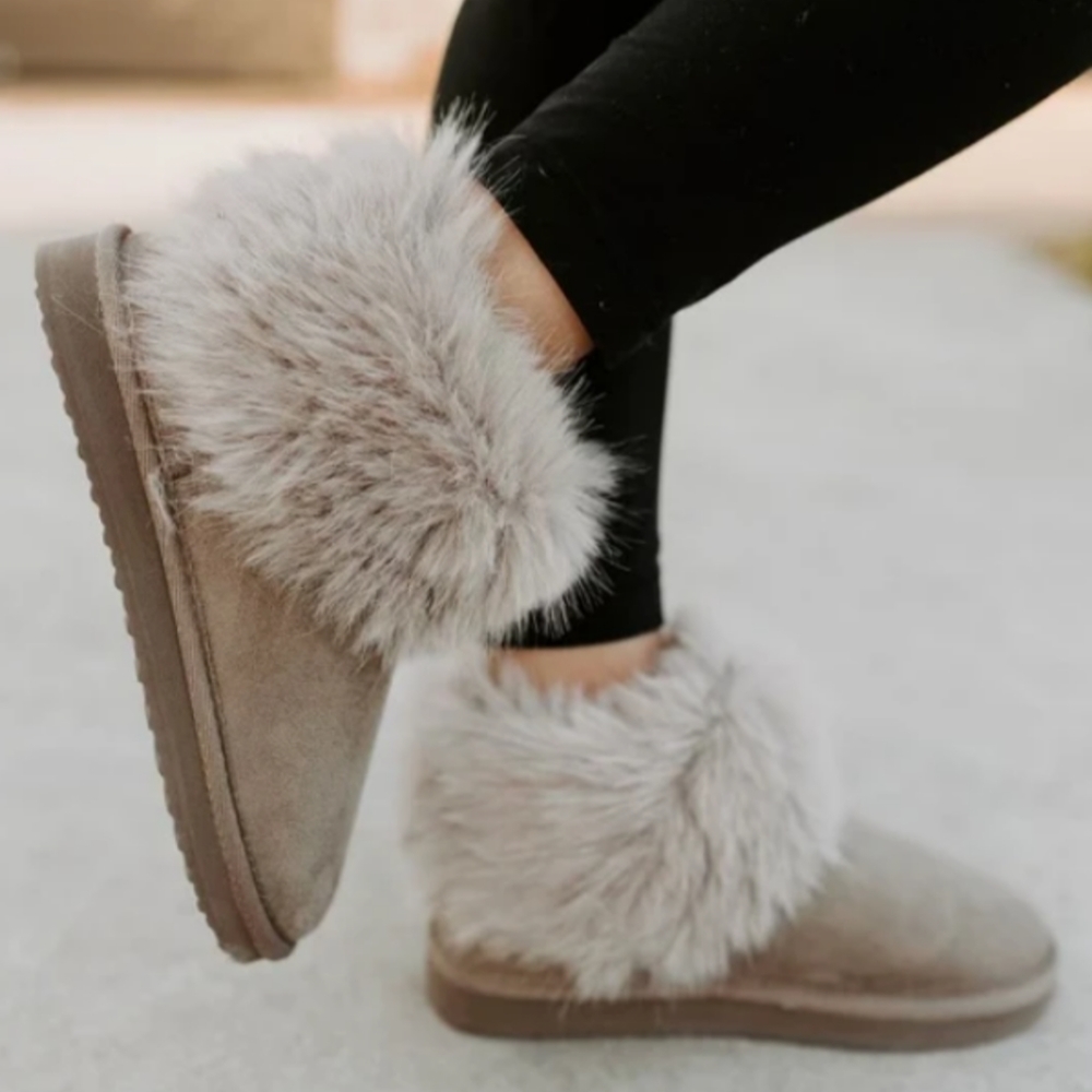 Feeling Frosted Taupe Fur Boots